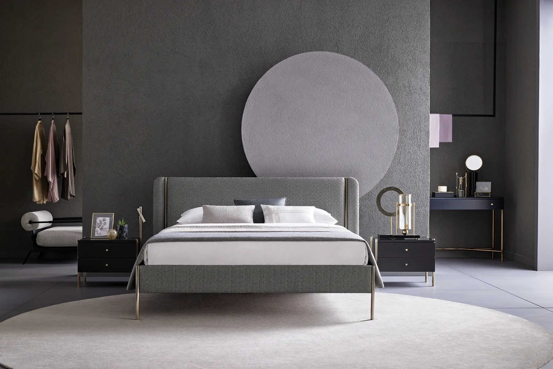Inside bed, front view