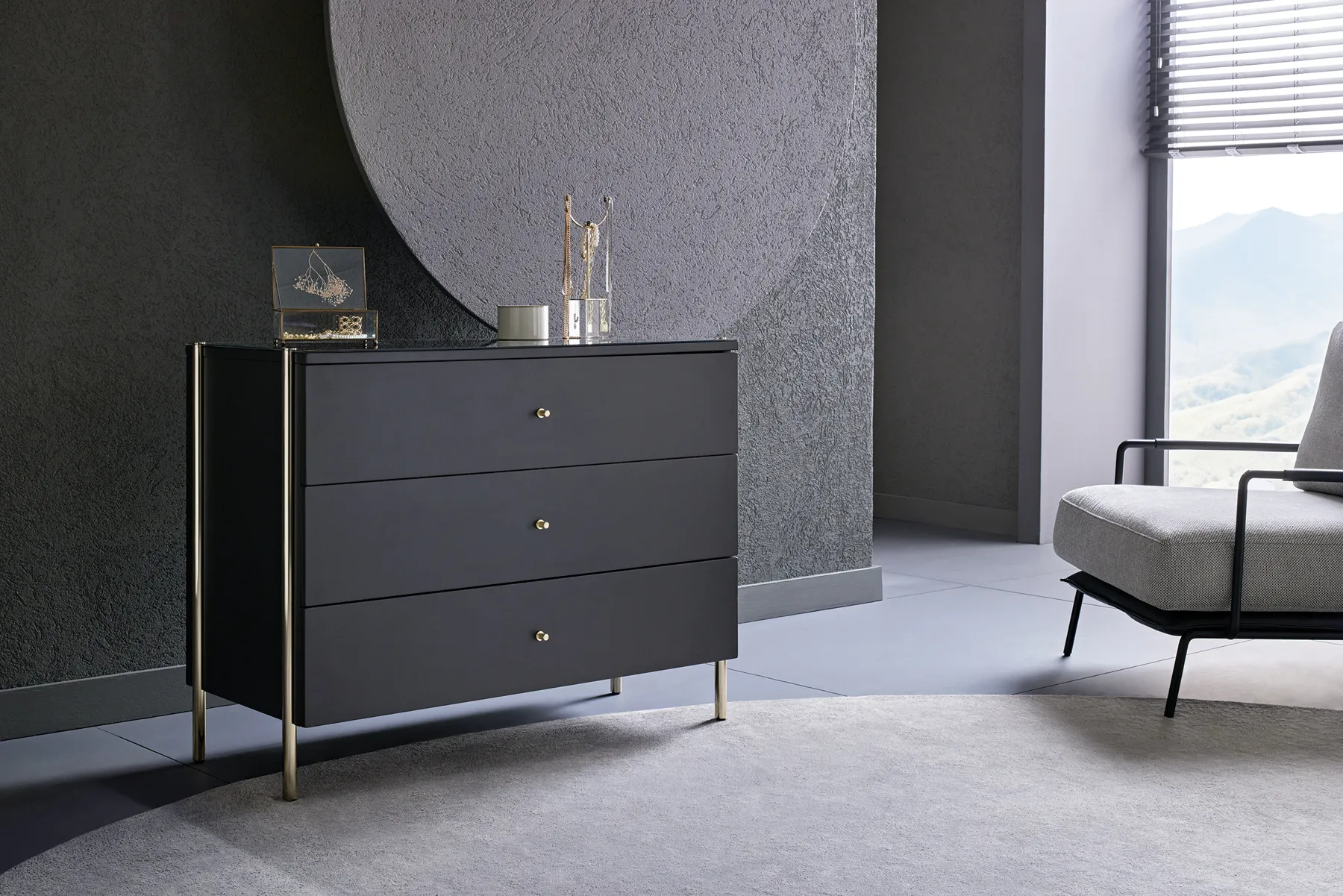 Inside chest of drawers