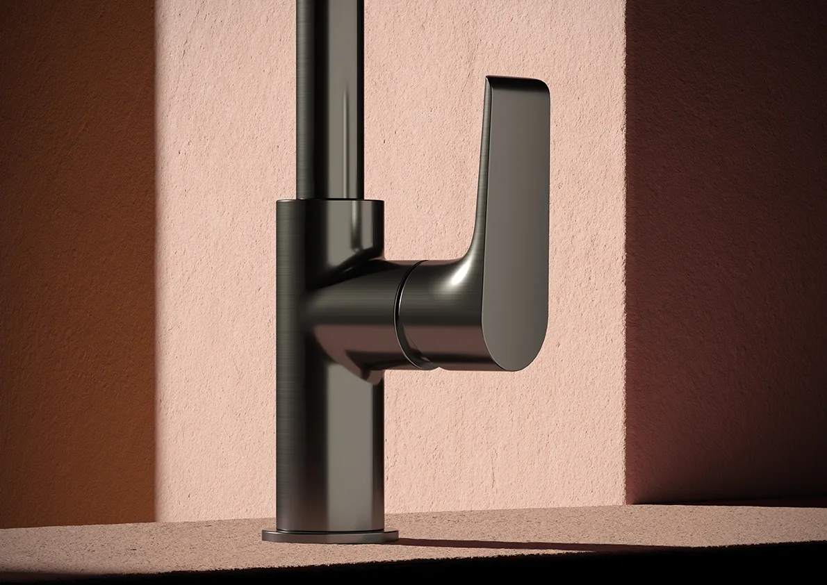 Detail of the lever and spout body