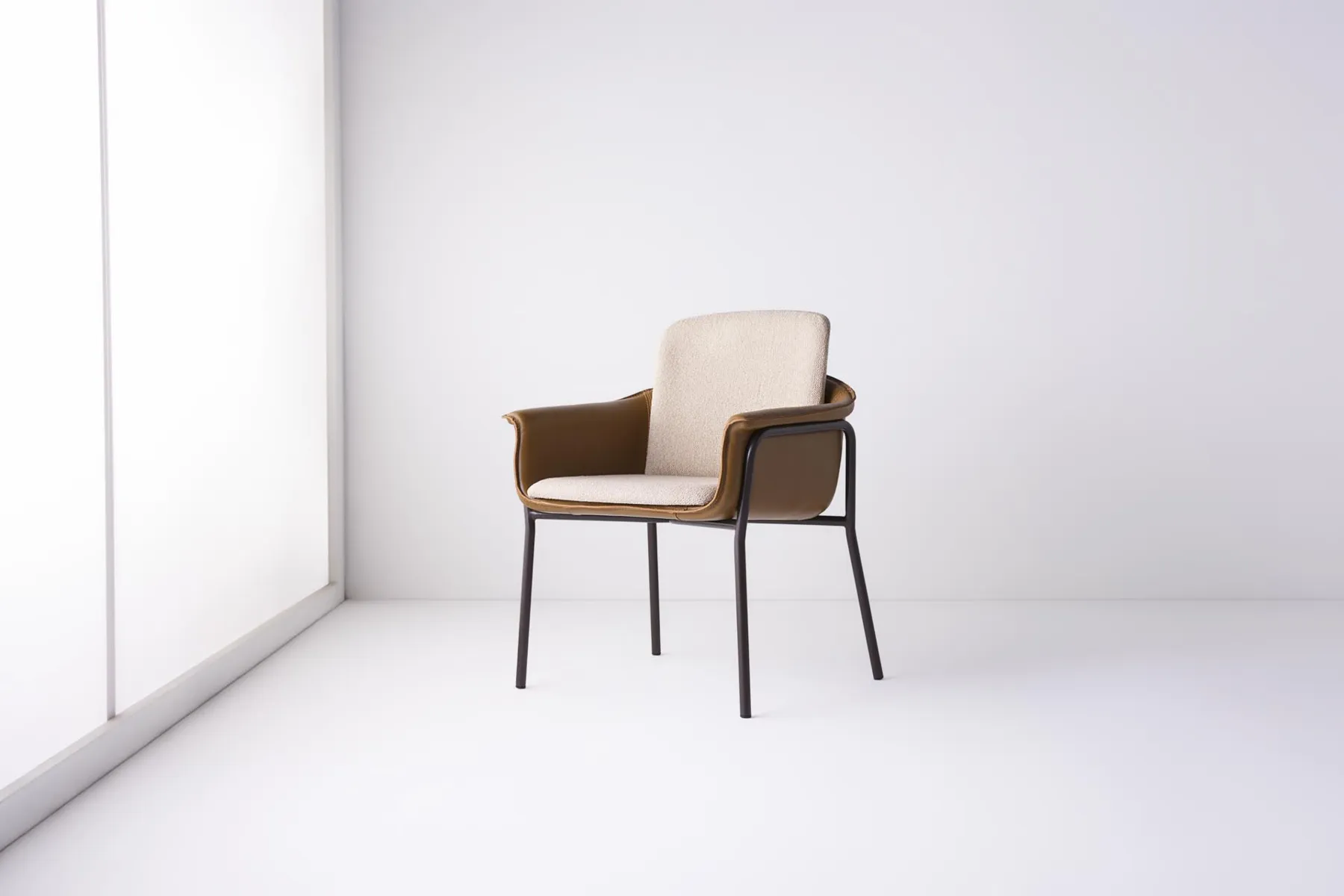 OMG chair with pale leather back