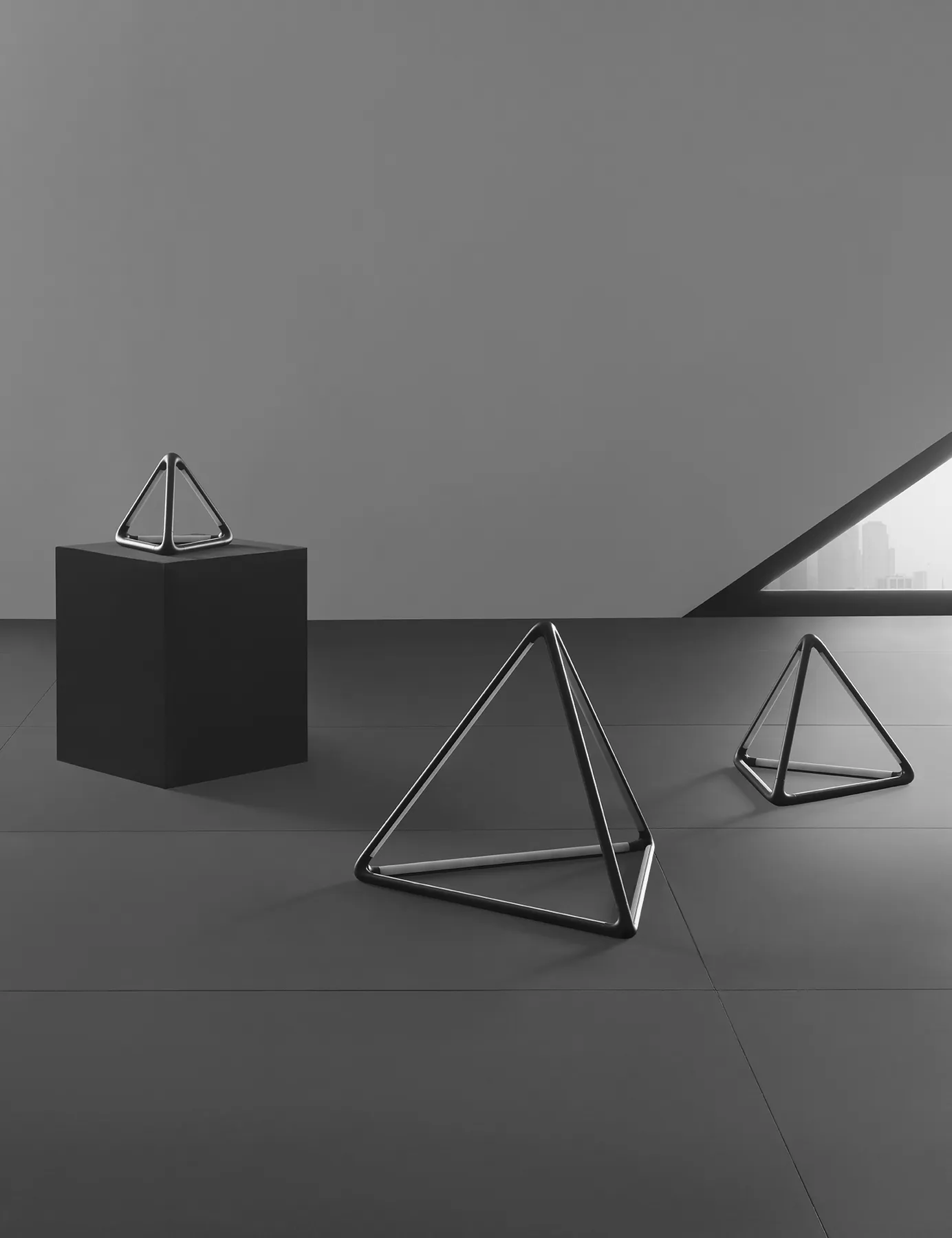 Tetra floor lamps switched off